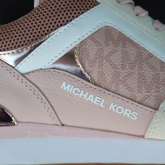 🤩Michael Kors Womens Shoes Sz 8.5 Wilma Trainer Sneakers Soft Pink Suede FT22F - Picture 9 of 11